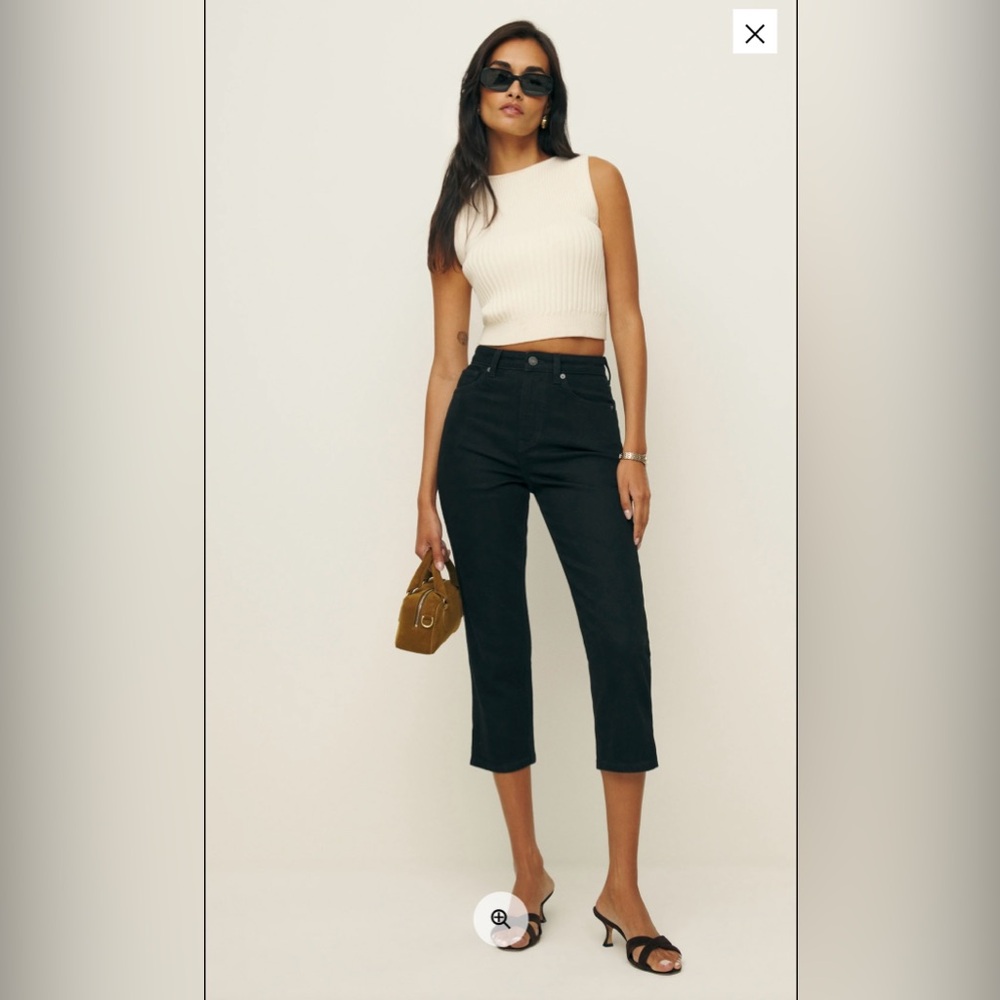 Reformation Black High-Rise Cropped Jeans